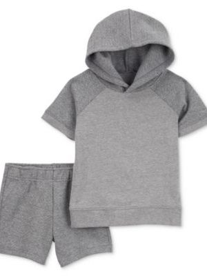 Carter's Toddler Boys Quilted Hooded Shirt & Shorts, 2-Piece Set