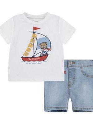 Levi??s? Baby 2-Pc. Sailing T-Shirt & Denim Shorts Set
