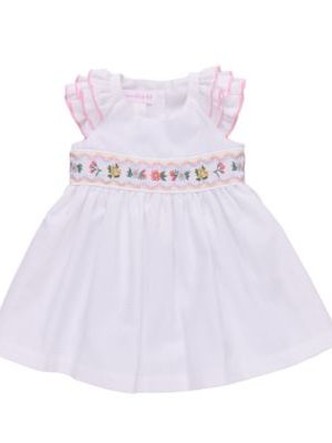 Bonnie Baby Baby Girls Smocked Flutter Sleeved Woven Check Dress