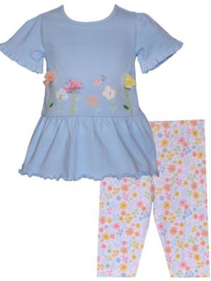Bonnie Baby Baby Girls 2-Piece Floral Applique Outfit