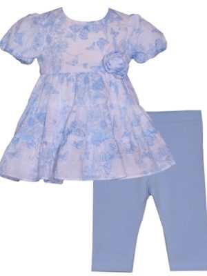 Bonnie Baby Baby Girls 2-Piece Clip Dot Toile Outfit