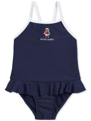 Polo Ralph Lauren Baby Polo Bear One-Piece Ruffled Swimsuit