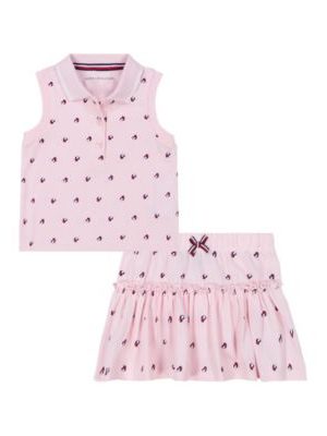 Tommy Hilfiger Baby Girl 2-Piece Sleeveless Pique Polo and Bloomer Shorts Set