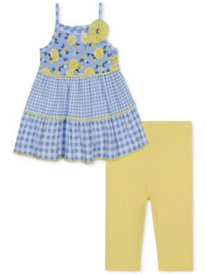 Kids Headquarters Baby Girls Gingham-Floral Tunic & Capri Leggings, 2 Piece Set