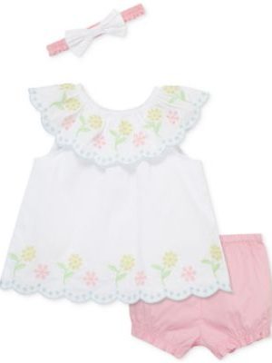 Little Me Baby Girls 3-Pc. Cotton Eyelet Tunic, Shorts & Headband Set