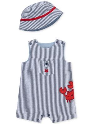 Little Me Baby Boys 2-Pc. Cotton Crab Sunsuit & Bucket Hat Set