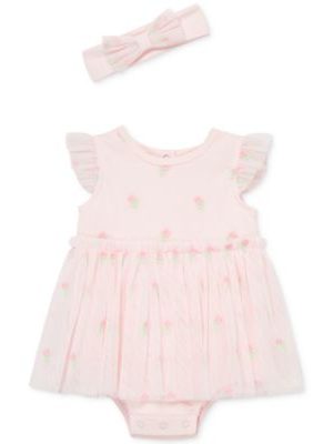 Little Me Baby Girls 2-Pc. Flowers Popover Bodysuit & Headband Set