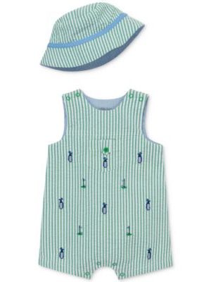 Little Me Baby Boys 2-Pc. Cotton Golf Sunsuit & Bucket Hat Set