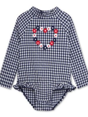 Little Me Baby Girls Gingham One-Piece Rashguard Swimsuit