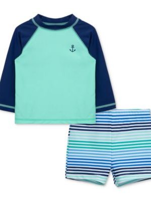 Little Me Baby Boys 2-Pc. Anchor Rash Guard & Swim Trunks Set
