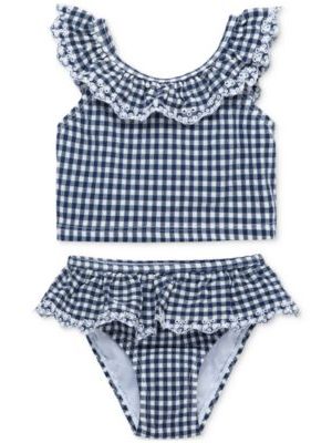 Little Me Baby Girls Gingham-Print 2-Piece Swimsuit