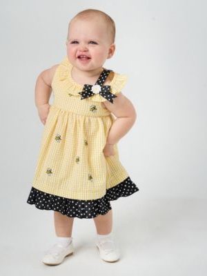 Rare Editions Baby Girls Bumble Bee Seersucker Dress