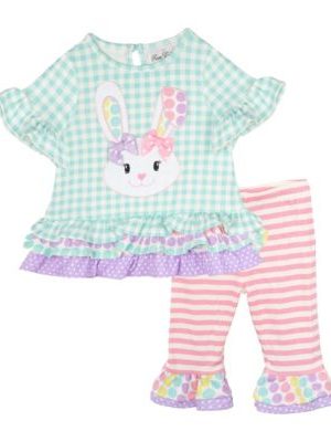 Rare Editions Baby Girls 2-Piece Seersucker Bunny Outfit