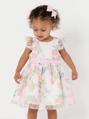 Rare Editions Baby Girls Floral Mesh Social Dress