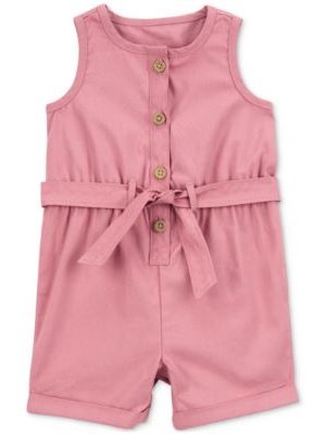 Carter's Baby Girls Sleeveless Cotton Canvas Romper