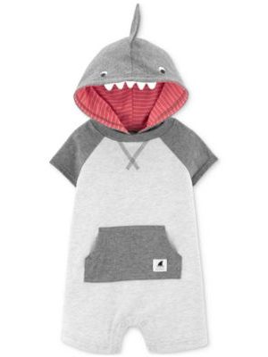 Carter's Baby Boys Shark Hooded Short-Sleeve Romper