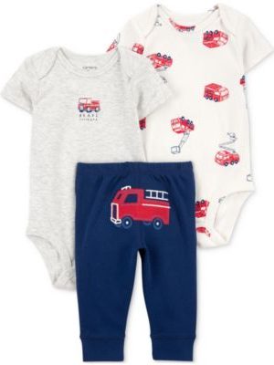 Carter's Baby Boys Fire Truck Little Character Bodysuits & Pants, 3 Piece Set