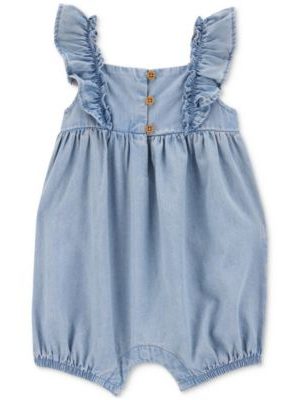 Carter's Baby Girls Cotton Chambray Flutter Romper