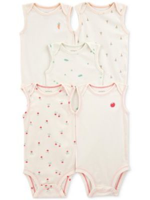 Carter's Baby Cotton Vegetables Sleeveless Bodysuits, Pack of 5