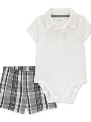 Carter's Baby Boys Cotton Polo Bodysuit & Shorts, 2 Piece Set