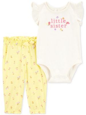 Carter's Baby Girls Cotton Little Sister Bodysuit & Pant, 2 Piece Set