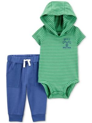 Carter's Baby Boys 2-Pc. Cotton Hooded Brother Bodysuit & Pants Set