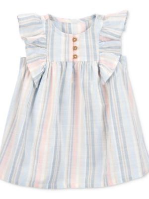 Carter's Baby Girls Striped Flutter-Sleeve Dress