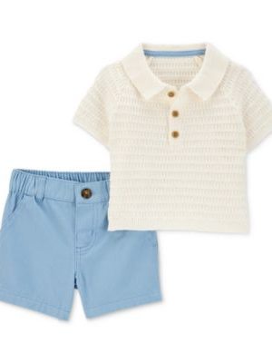 Carter's Baby Boys 2-Pc. Polo Sweater & Shorts Set