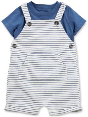 Carter's Baby Boys 2-Pc. Cotton T-Shirt & Striped Shortall Set