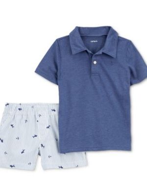 Carter's Baby Boys Anchor Polo Top & Shorts, 2 Piece Set