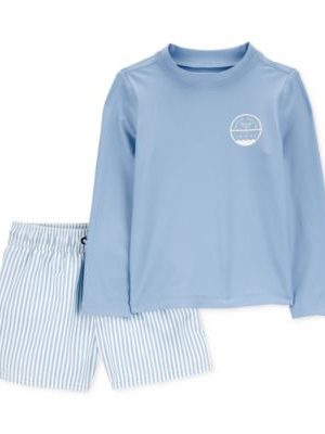 Carter's Baby Boys 2-Pc. Rash Guard & Striped Swim Trunks Set