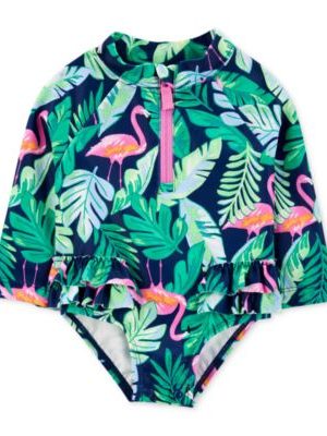 Carter's Baby Girls One-Piece Tropical Flamingo Rash Guard Swimsuit