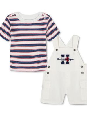 Tommy Hilfiger Baby 2-Pc. Striped T-Shirt & Shortall Set