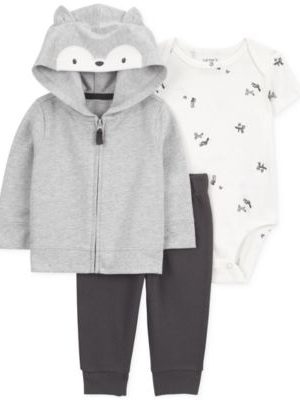 Carter's Baby Boys Fox Little Jacket, Bodysuit & Pants, 3 Piece Set
