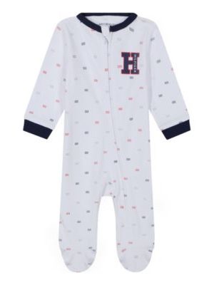Tommy Hilfiger Baby Boys One Piece Logo Print Footed Coverall