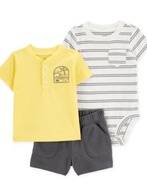 Carter's Baby Boys Cotton Little Shorts, T-Shirt & Bodysuit, 3 Piece Set