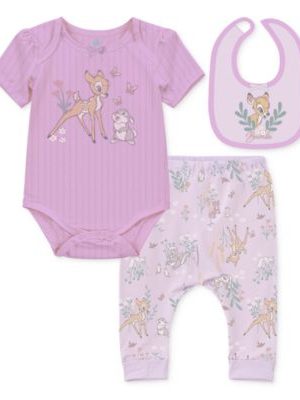 Disney Baby Girls Bambi Bodysuit, Pants & Bib, 3 Piece Set