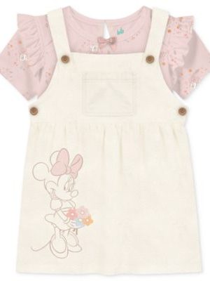Disney Baby Girls Minnie Mouse Cotton Bodysuit & Jumper, 2 Piece Set