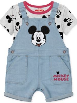 Disney Baby Boys Mickey Mouse T-Shirt & Shortall, 2 Piece Set