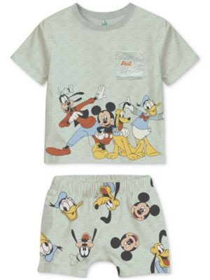 Disney Baby Boys Mickey & Friends Cotton T-Shirt & Shorts, 2 Piece Set