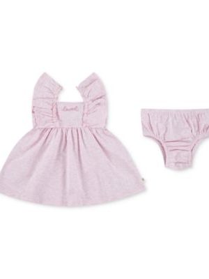 Huggies Baby Girls Ruffled-Sleeve Jersey Dress & Bloomer Set