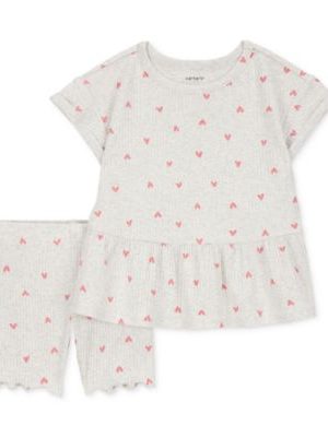 Carter's Baby Girls 2-Pc. Heart-Print Top & Shorts Set