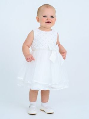 Rare Editions Baby Girls Tiered Pearl Sleeveless Dress