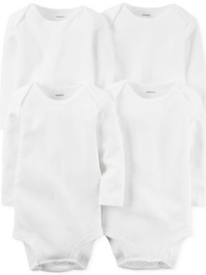 Carter's Baby Boys or Baby Girls Solid Long Sleeved Bodysuits, Pack of 4