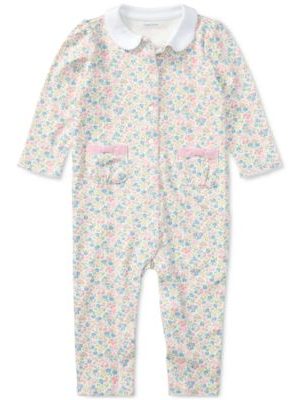 Polo Ralph Lauren Baby Girls Floral Print Cotton Coverall